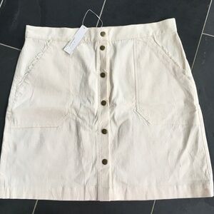 Cream Button Front Mini Skirt